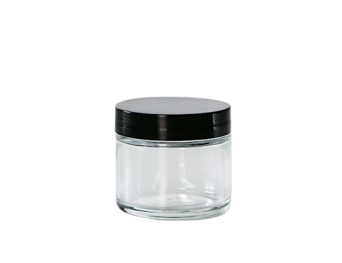 Przejdź do produktu Słoik szklany bezbarwny 60ml z nakrętką czarną