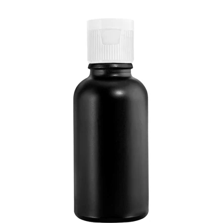butelka czarna 50ml z nakrętką flip top białą