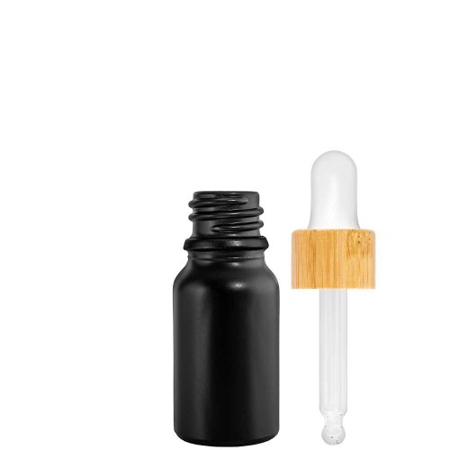 Przejdź do produktu Butelka szklana 10ml czarna z pipetą bambusową