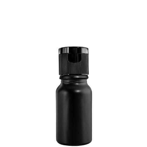 Przejdź do produktu Butelka szklana 10ml czarna z nakrętką flip top czarną