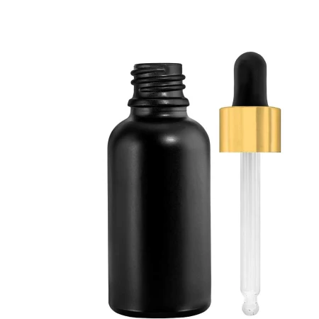 butelka czarna 30ml, pipeta złoto czarna