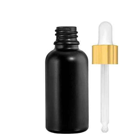 butelka czarna 30ml, pipeta złoto biała