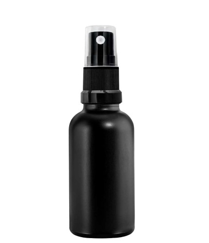 Przejdź do produktu Butelka szklana 30ml czarna matowa z atomizerem czarnym