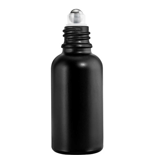 Przejdź do produktu Butelka szklana 30ml czarna matowa z roll on + nakretka