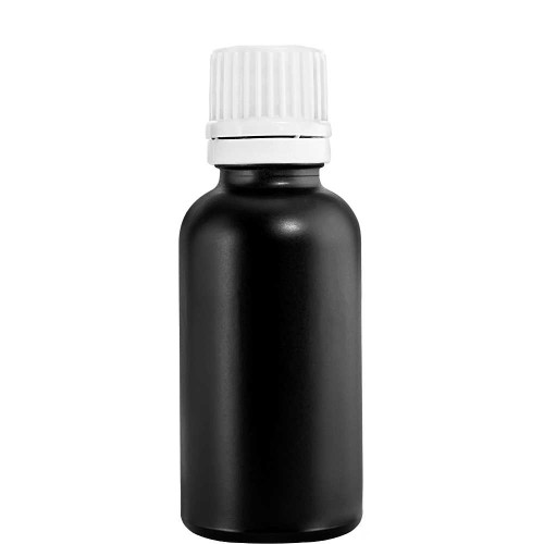 Przejdź do produktu Butelka szklana 100ml czarna matowa z nakrętką plastikową