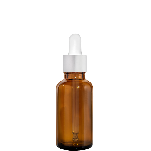 Przejdź do produktu Butelka szklana 30ml brązowa z pipetą srebrną