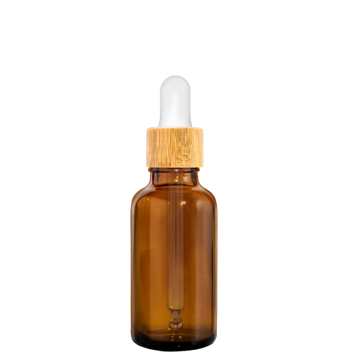 Przejdź do produktu Butelka szklana 30ml brązowa z pipetą bambusową