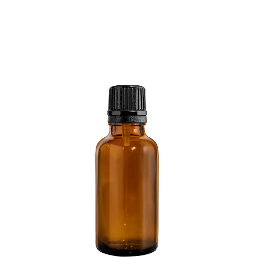 Przejdź do produktu Butelka szklana 30ml brązowa z kroplomierzem czarnym