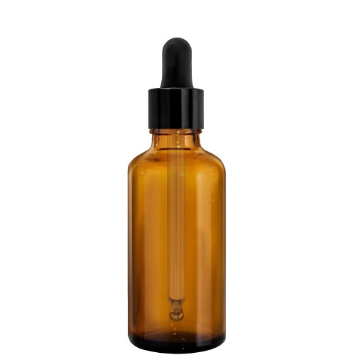 Przejdź do produktu Butelka szklana 50ml brązowa z pipetą czarną połysk