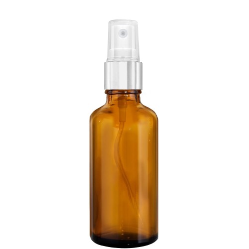 Przejdź do produktu Butelka szklana brązowa 100ml z atomizerem srebrnym