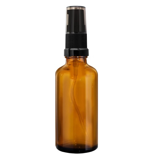 Przejdź do produktu Butelka szklana 100ml brązowa z pompką dozownikiem