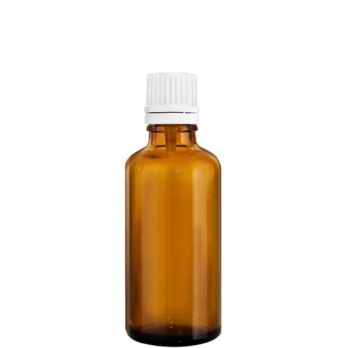 Przejdź do produktu Butelka szklana 100ml brązowa z nakrętką plastikową białą