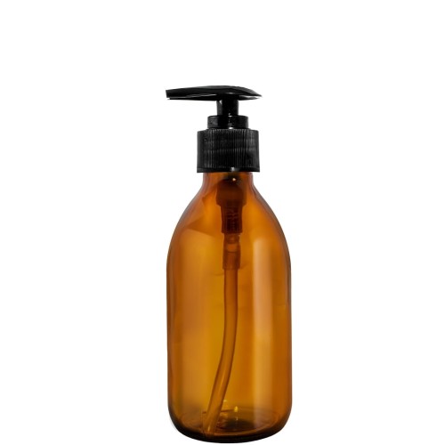 Przejdź do produktu Butelka szklana brąz 250ml z pompką czarną