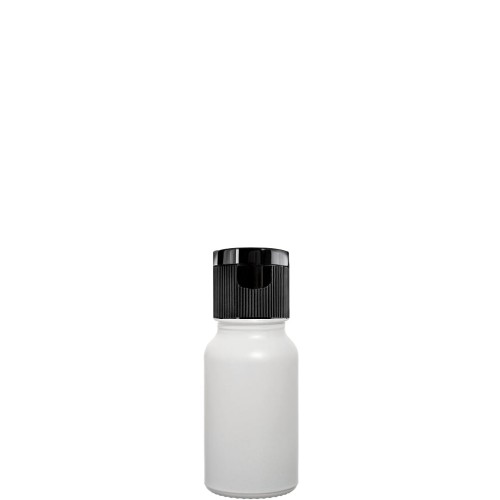 Przejdź do produktu Butelka szklana 10ml biała z nakrętką flip top czarną