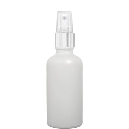 Przejdź do produktu Butelka szklana 30ml biała matowa z atomizerem srebrnym