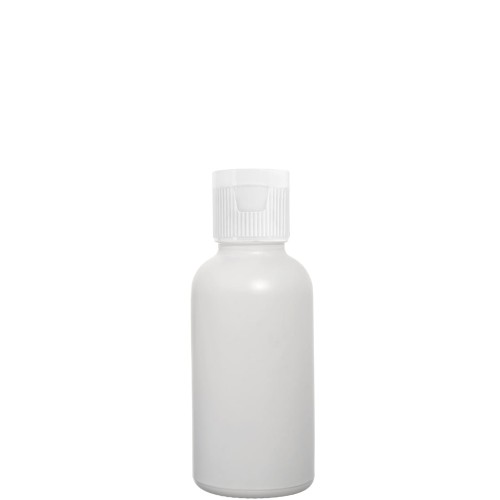 Przejdź do produktu Butelka szklana 30ml biała z nakrętką flip top białą