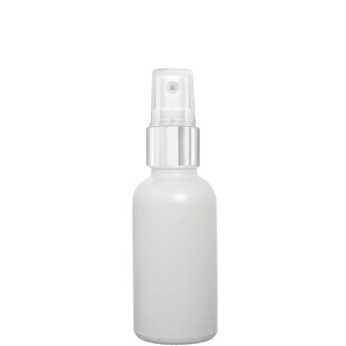 Przejdź do produktu Butelka szklana 50ml biała z atomizerem srebrnym