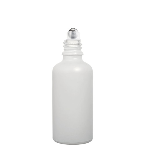 Przejdź do produktu Butelka szklana 100ml biała matowa z roll on + nakretka