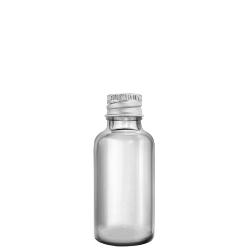 Przejdź do produktu Butelka szklana 30ml bezbarwna z nakrętką aluminiową