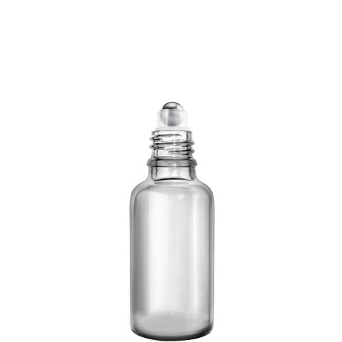 Przejdź do produktu Butelka szklana 30ml bezbarwna z roll on i nakrętką