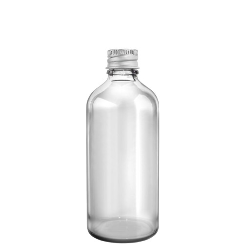Przejdź do produktu Butelka szklana 100ml bezbarwna z nakrętką aluminiową