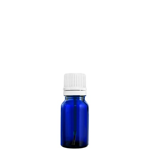 Przejdź do produktu Butelka szklana 10ml niebieska z nakrętką i pędzelkiem białym