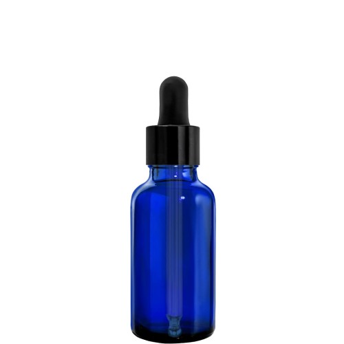 Przejdź do produktu Butelka szklana 30ml niebieska z pipetą czarną połysk