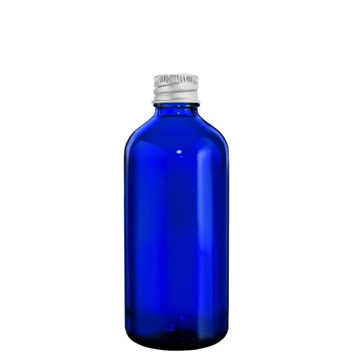 Przejdź do produktu Butelka szklana 100ml niebieska z nakrętką aluminiową