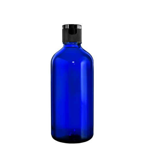 Przejdź do produktu Butelka szklana 100ml niebieska z nakrętką Flip Top czarną