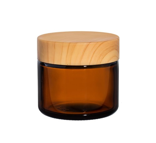 Przejdź do produktu Słoik szklany brązowy 60ml z nakrętką bambusową PP