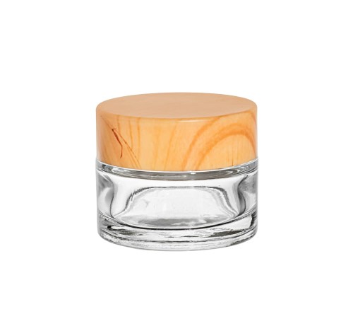 Przejdź do produktu Słoik szklany bezbarwny 15ml z nakrętką bambusową PP