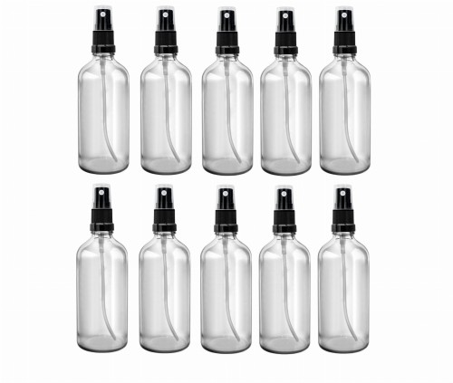 Przejdź do produktu Butelka szklana 100ml bezbarwna z atomizerem czarnym x10