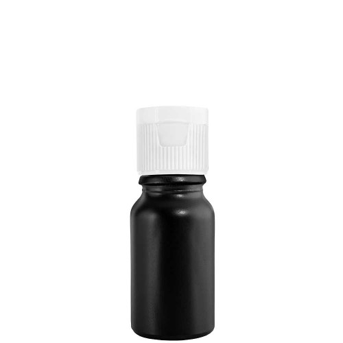 Przejdź do produktu Butelka szklana 10ml czarna z nakrętką flip top białą