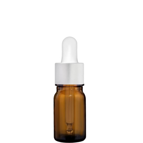 Przejdź do produktu Butelka 5ml brązowa z pipetą srebrną matową