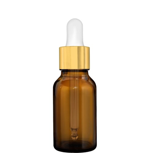 Przejdź do produktu Butelka 15ml brązowa z pipetą złoto białą