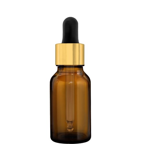 Przejdź do produktu Butelka 15ml brązowa z pipetą złoto czarną