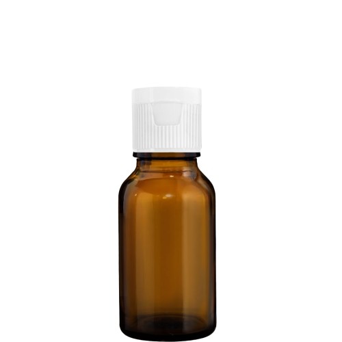 Przejdź do produktu Butelka 15ml brązowa z nakrętką flip top białą