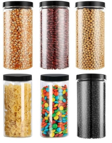 Przejdź do produktu Słoik plastikowy PET 1000ml z nakrętką czarną 1l 6szt