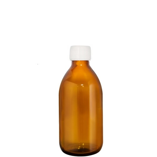 Przejdź do produktu Butelka szklana 250ml brązowa z nakrętką PP białą