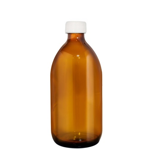 Przejdź do produktu Butelka szklana  500ml brązowa z nakrętką PP biała