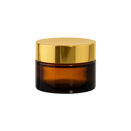Przejdź do produktu Słoik szklany brązowy 15ml z nakrętką złotą