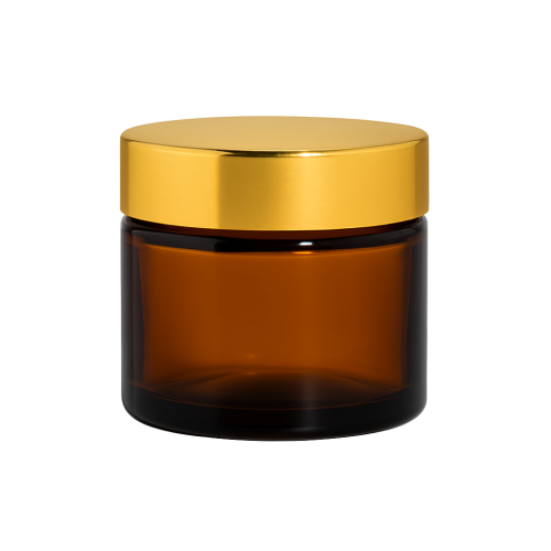 Przejdź do produktu Słoik szklany brązowy 60ml z nakrętką złotą