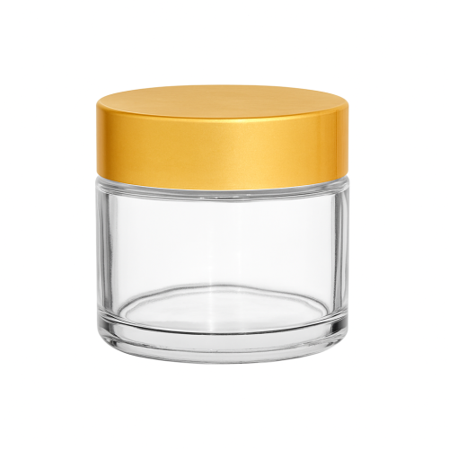 Przejdź do produktu Słoik szklany bezbarwny 60ml z nakrętką złotą