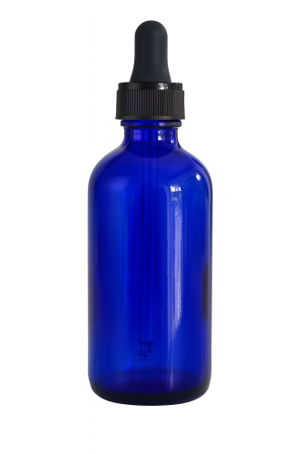 Przejdź do produktu Butelka szklana 240ml niebieska z pipetą czarną