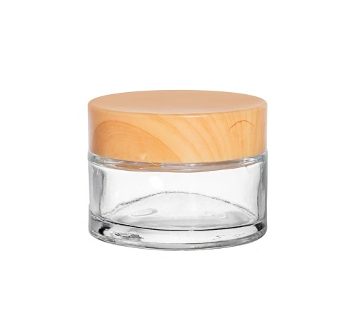 Przejdź do produktu Słoik szklany bezbarwny 30ml z nakrętką bambusową