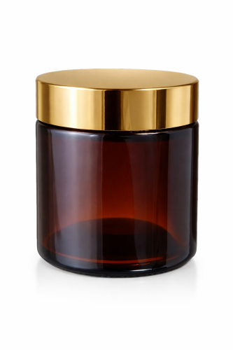 Przejdź do produktu Słoik szklany brązowy 120ml z nakrętką złotą