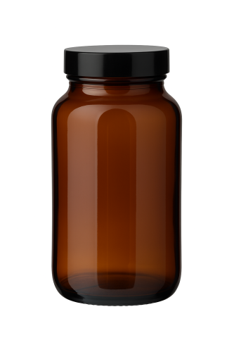 Przejdź do produktu Słoik szklany brązowy PHARMA 200ml z czarną nakrętką na suplementy tabletki kapsułki 