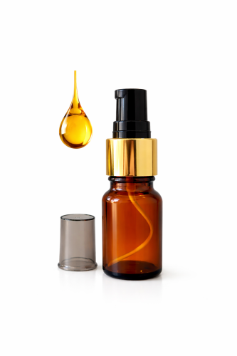 Przejdź do produktu Butelka szklana 10ml brązowa z pompką złoto czarną do kremu oleju