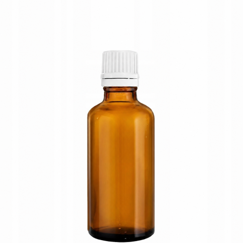 Przejdź do produktu Butelka szklana 100ml brązowa z nakrętką plastikową białą