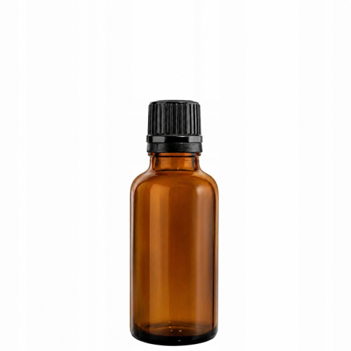 Przejdź do produktu Butelka szklana 30ml brązowa z nakrętką czarną